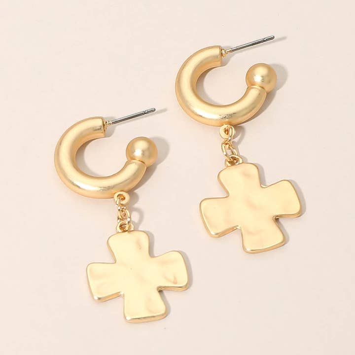 Cross Huggie Earrings