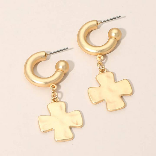 Cross Huggie Earrings