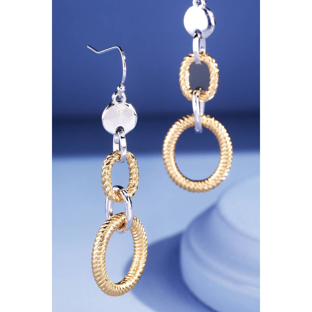 Two Tone Rope Link Earrings