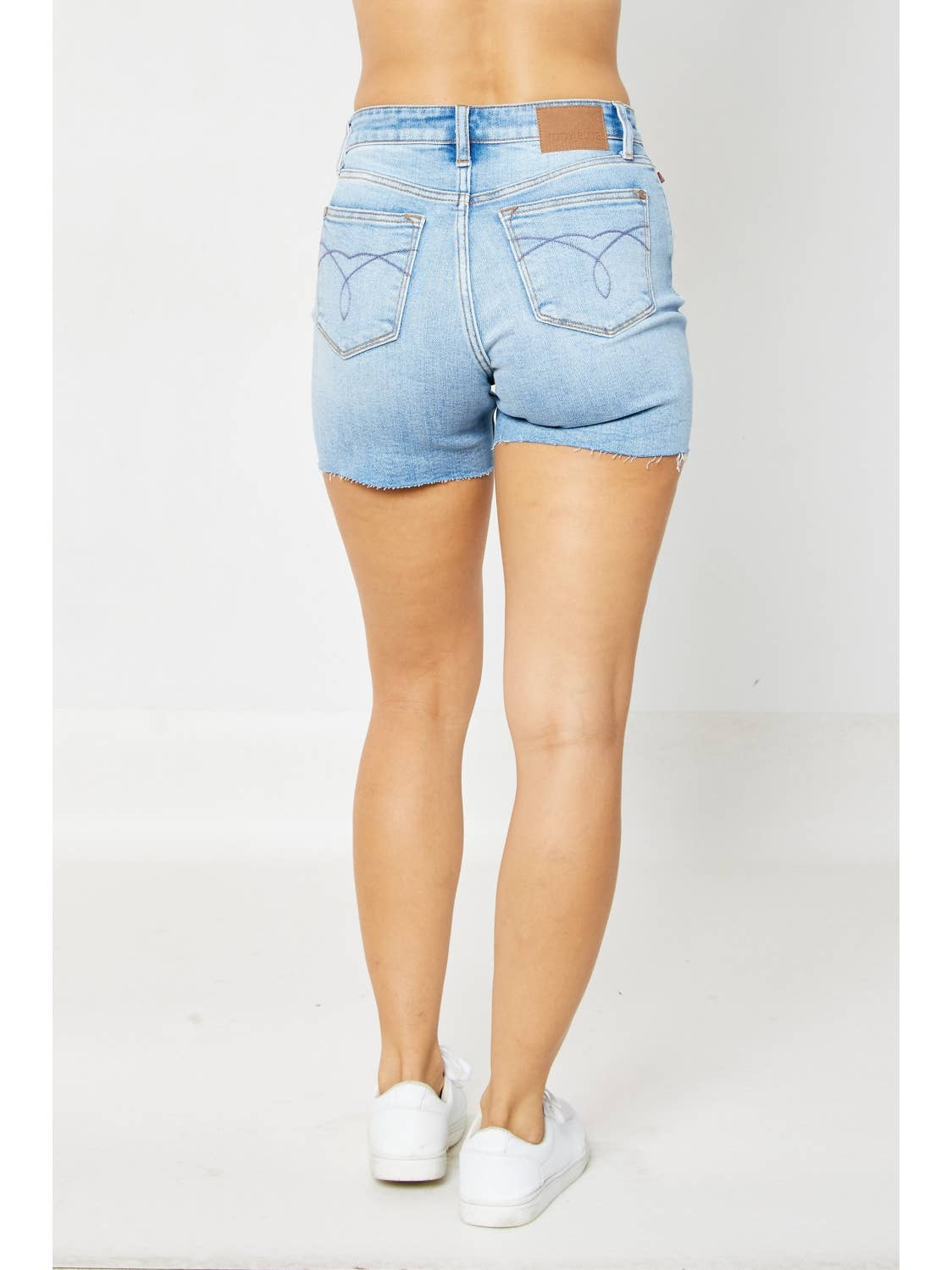 Embroidered Hem High Waist Shorts 15276