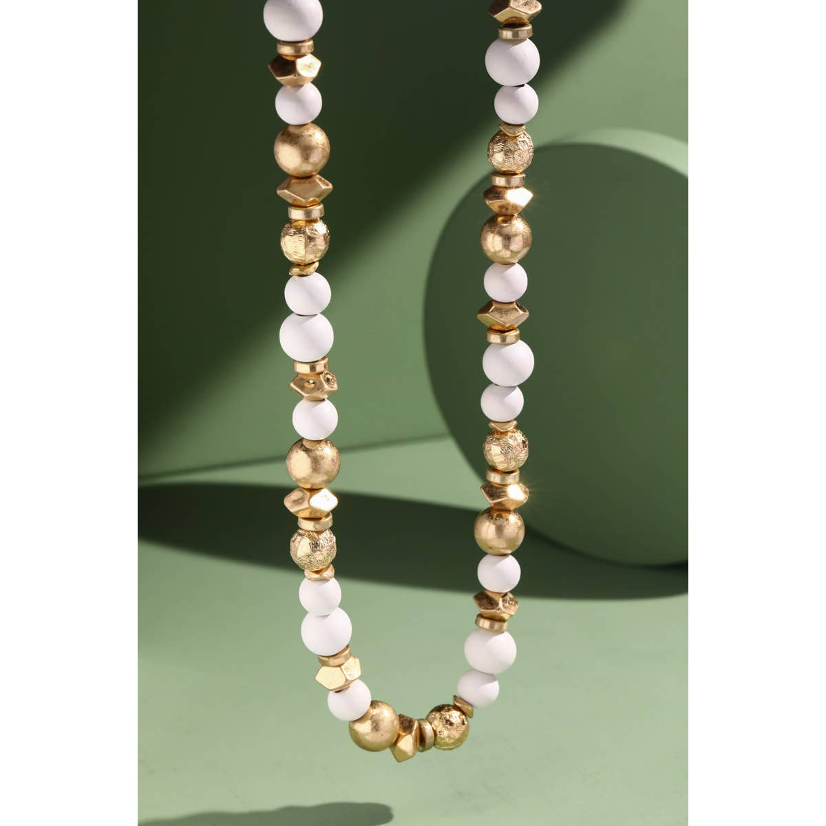 Metal & Wood Bead Necklace