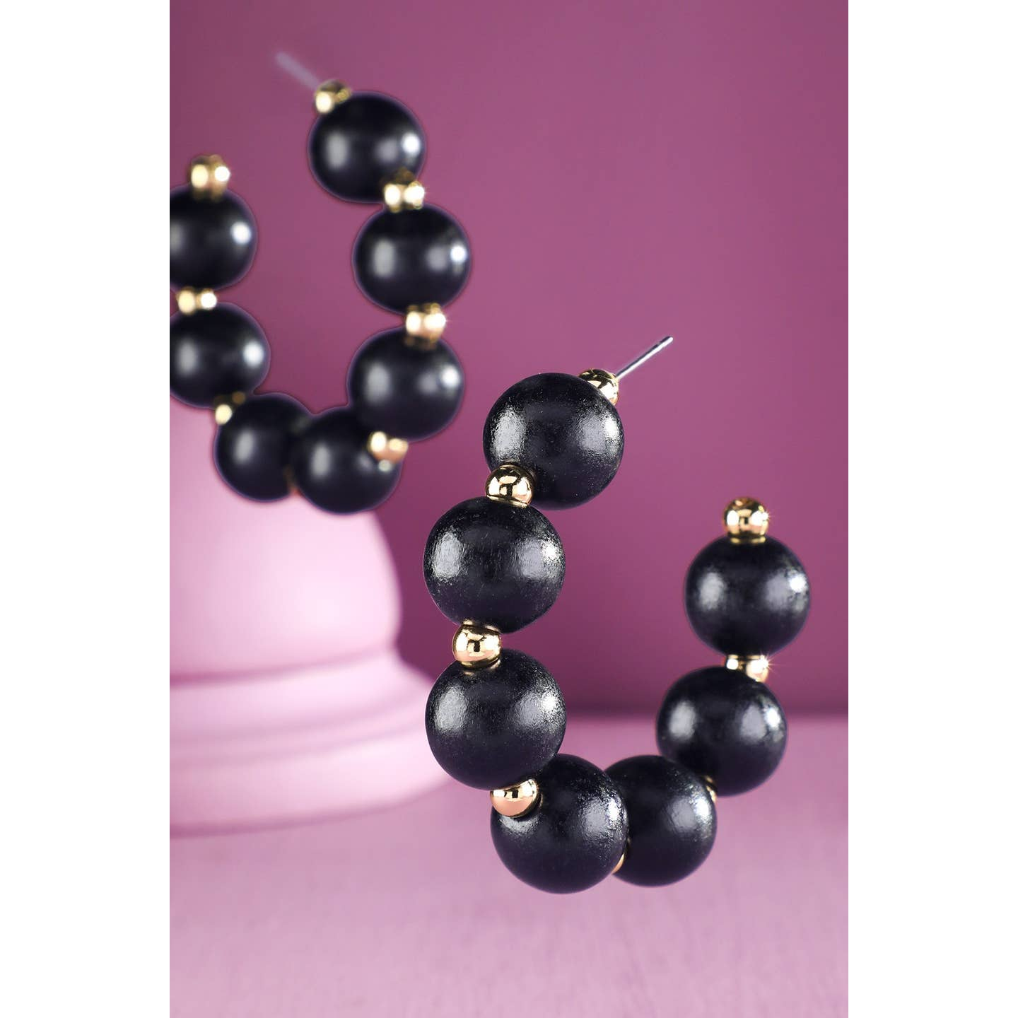 Beaded Open Hoop Earrings