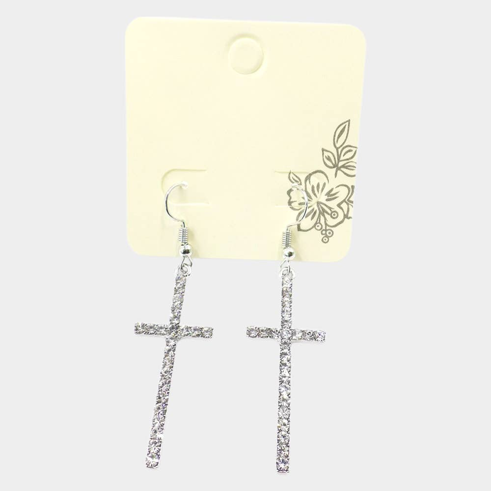 Rhinestone Cross Earrings