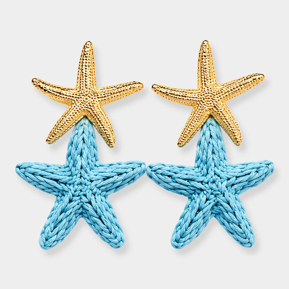 Rafia Double Starfish Earrings