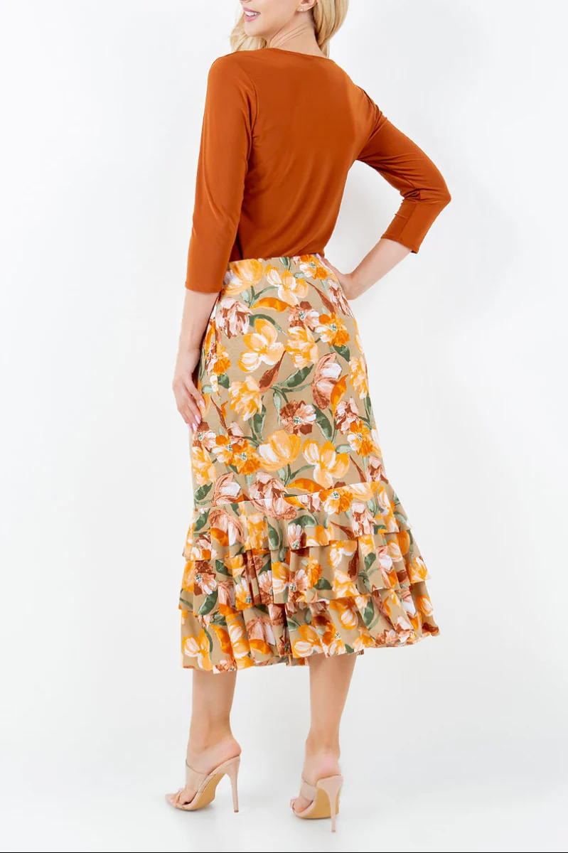 Ruffled In Flowers Skirt