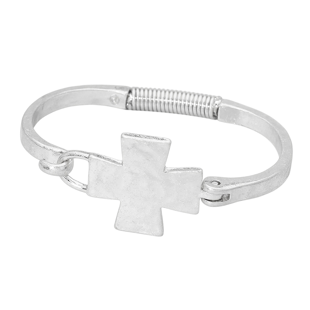 Hammered Cross Hinged Bracelet