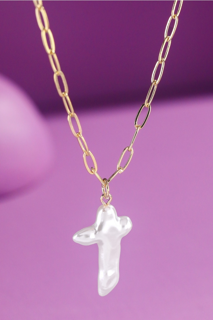 Pearl Cross Chain Necklace