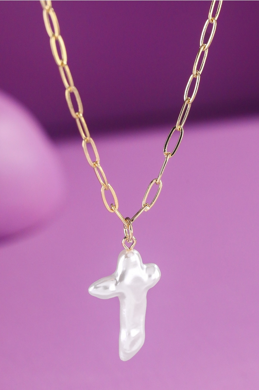 Pearl Cross Chain Necklace