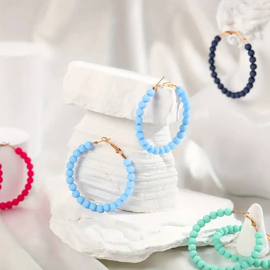 Colorful Bead Hoop Earrings