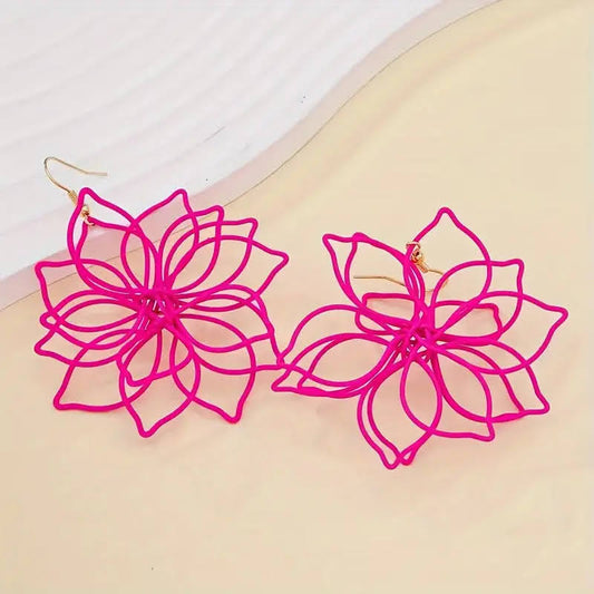 Hot Pink Flower Earrings