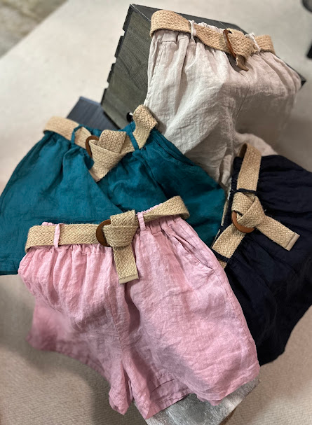 Italian Linen Belted Shorts