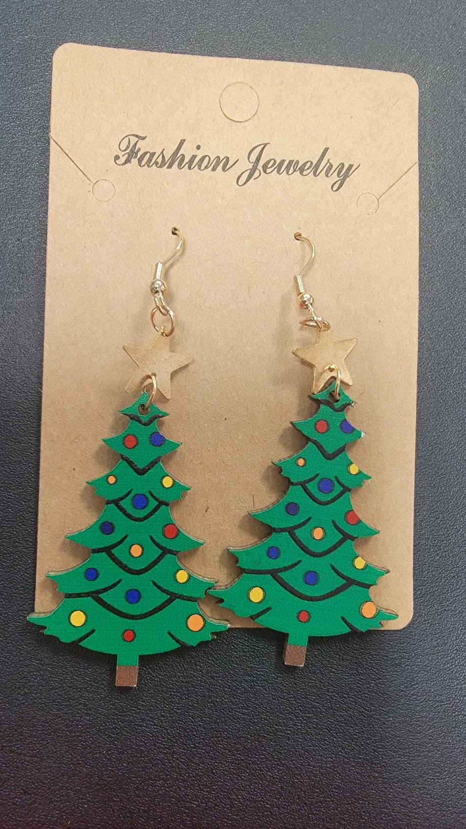 Christmas Tree Wooden Earrings