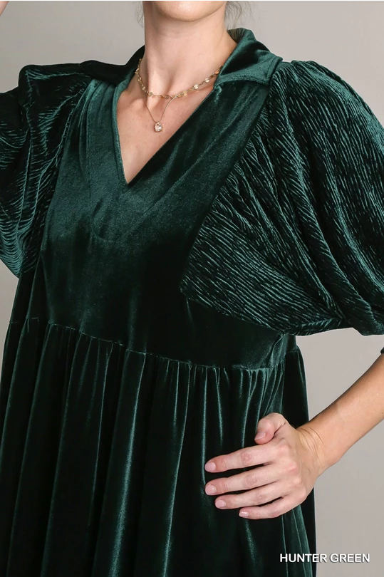 Christmas Pine Velvet Dress