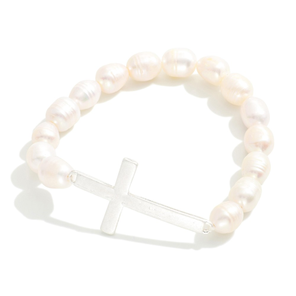 Pearl Cross Bracelet