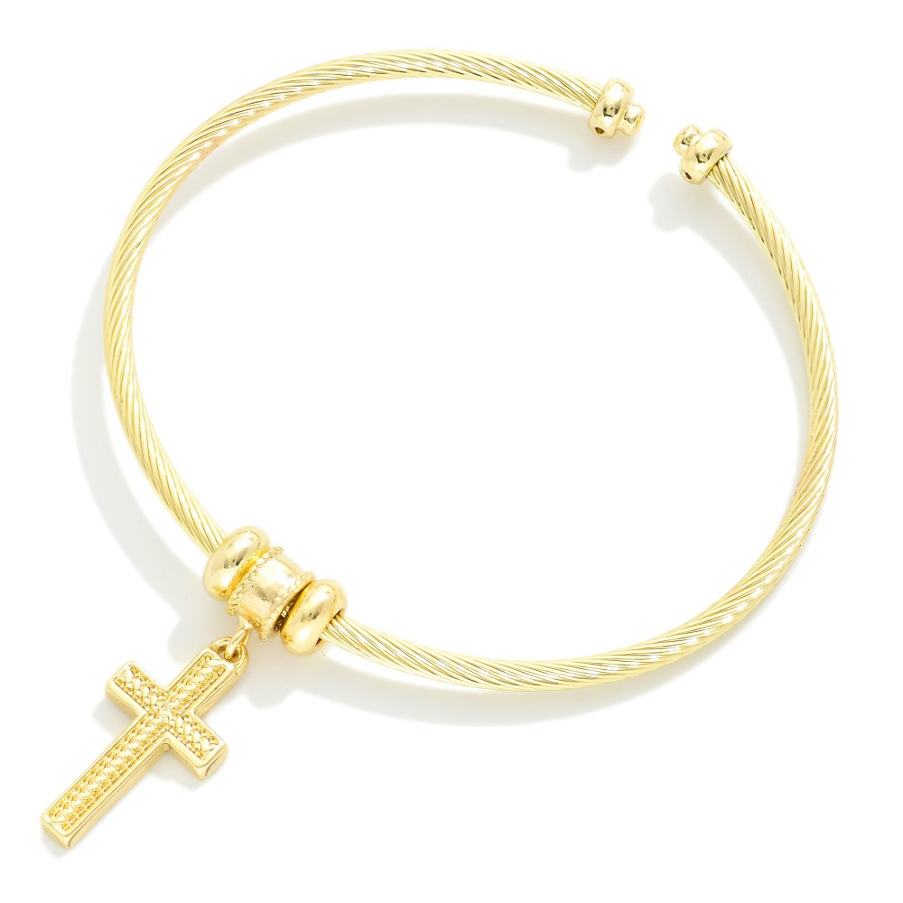 Twisted Cuff Cross Bracelet