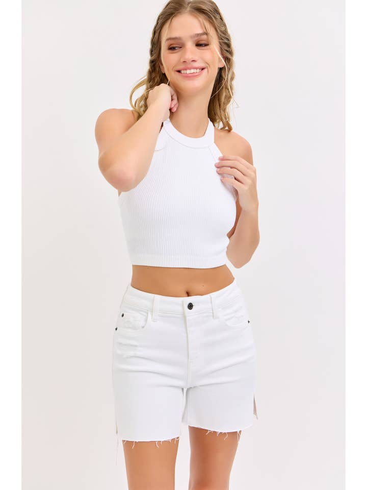 Mid Rise Side Slit Shorts