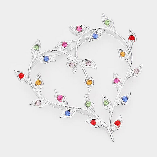 Leaf Cluster Heart Pendant Necklace