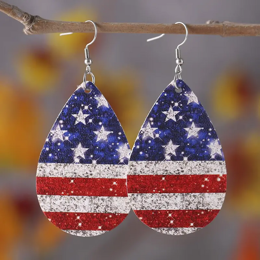 Leather Patriotic Earrings