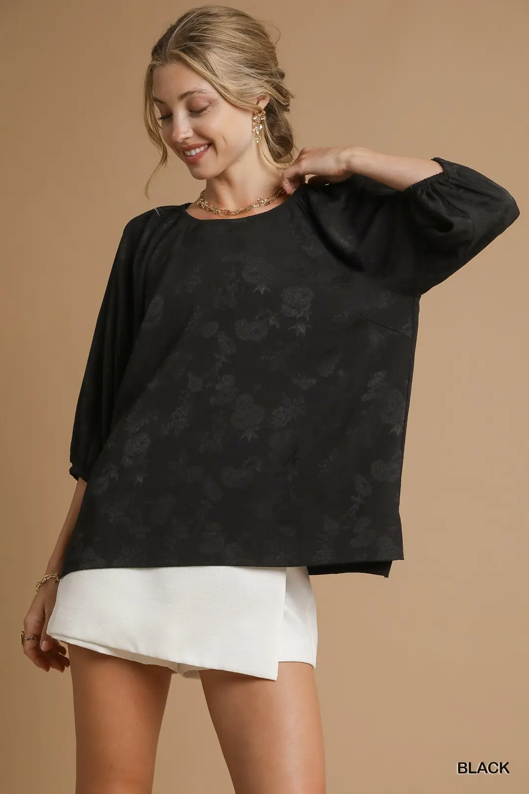 Ebony Jacquard Blouse