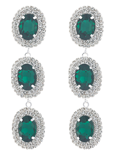 Rhinestone Oval Drop Earrings