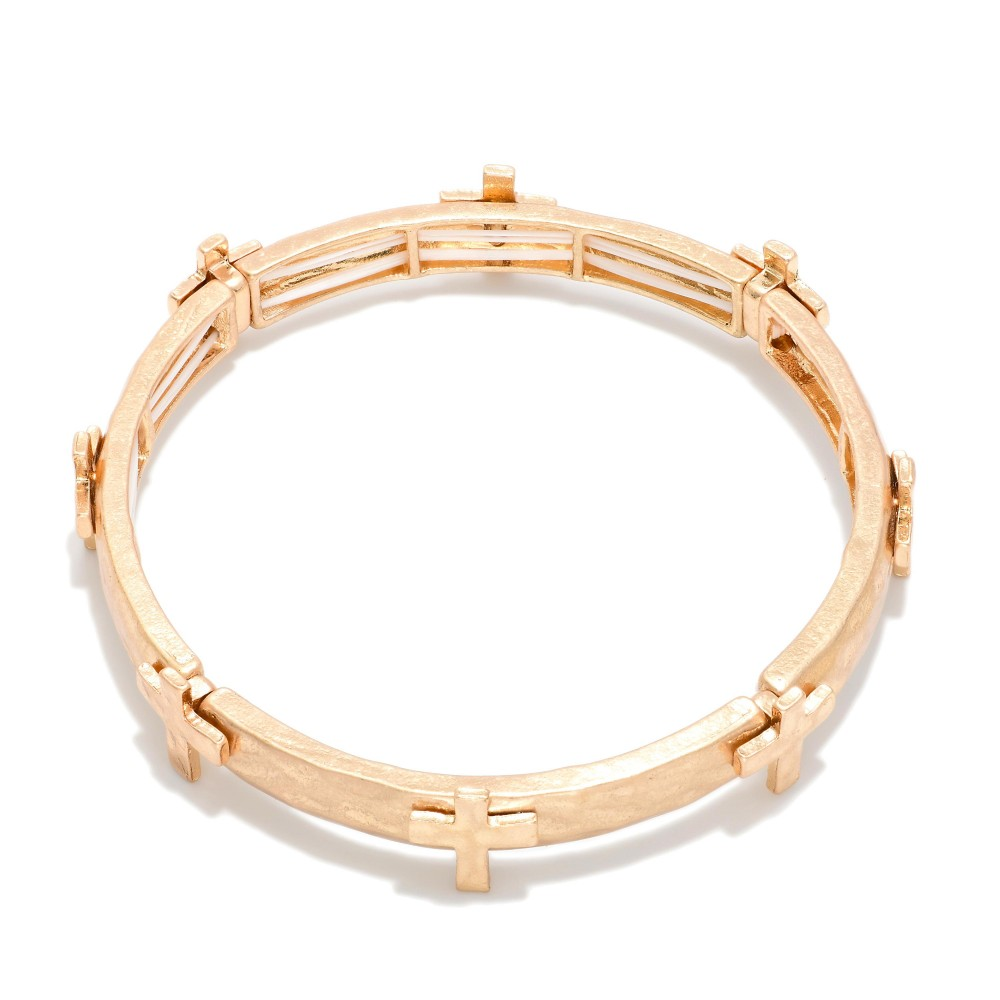 Hammered Cross Stretch Bracelet