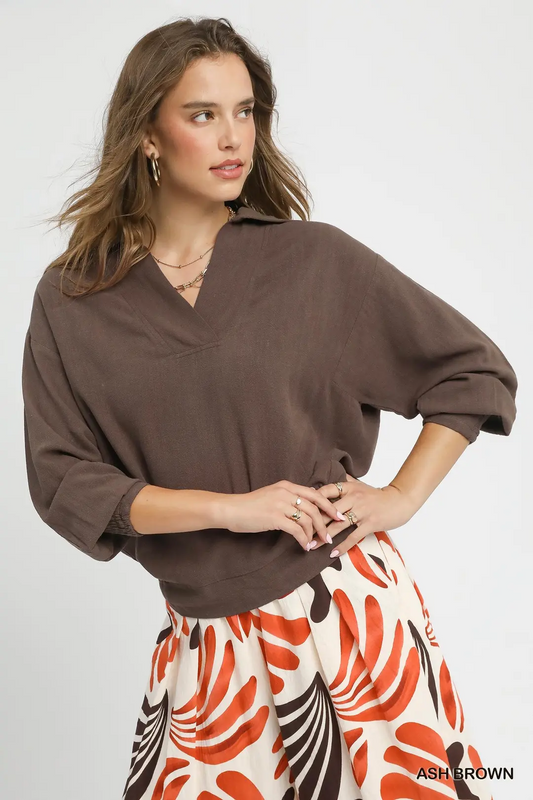 Downtown Ash Brown Blouse