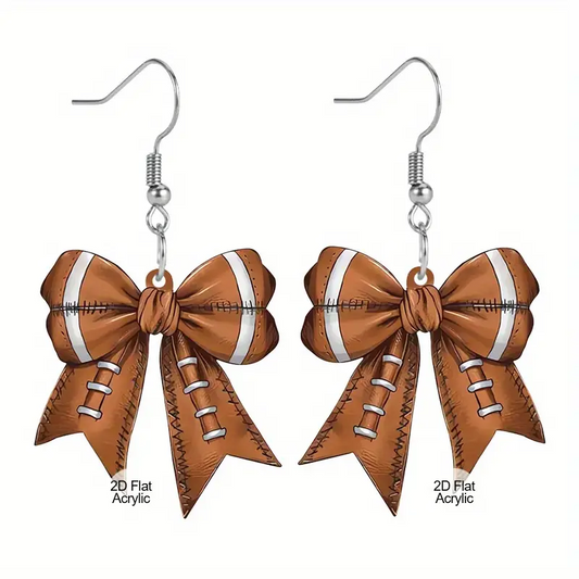 Football Bow Acrylic Earrings