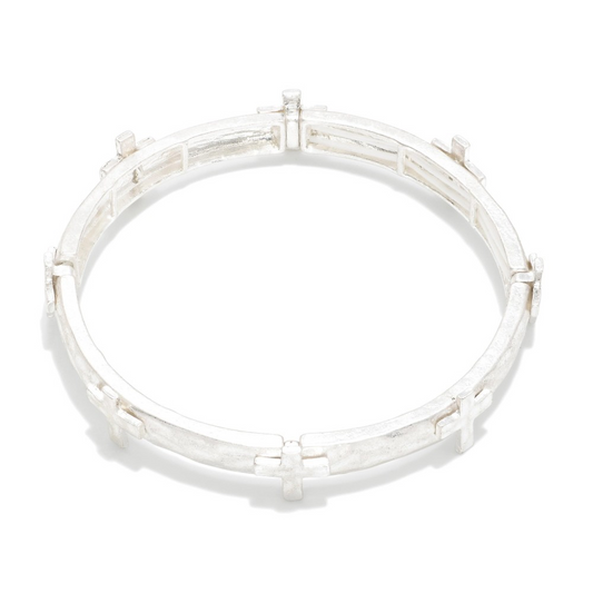 Hammered Cross Stretch Bracelet