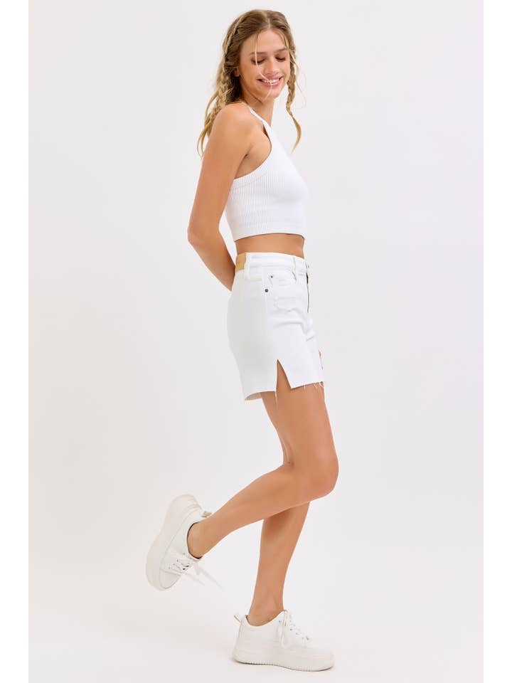 Mid Rise Side Slit Shorts