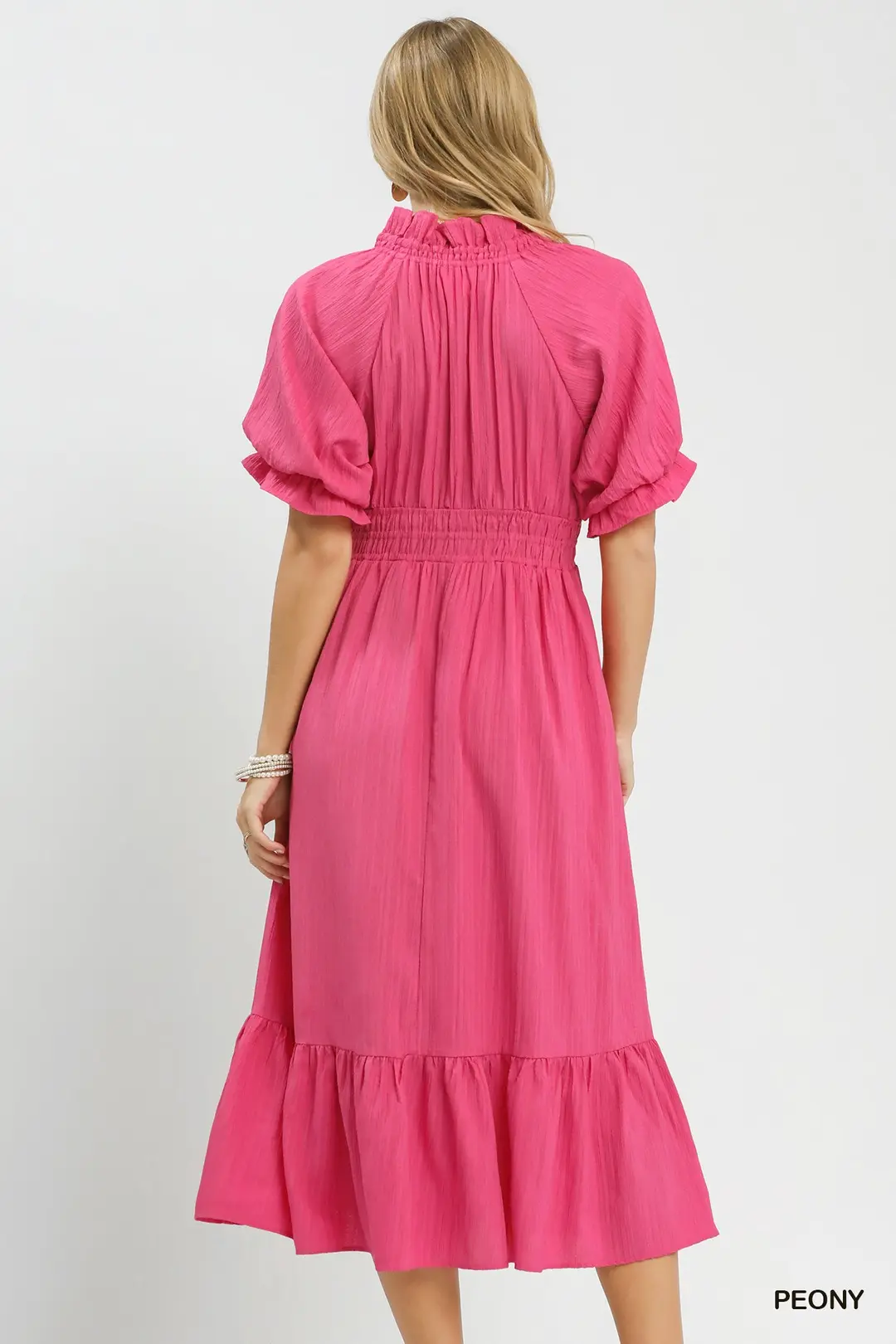 Ruffled Peony Midi Dress