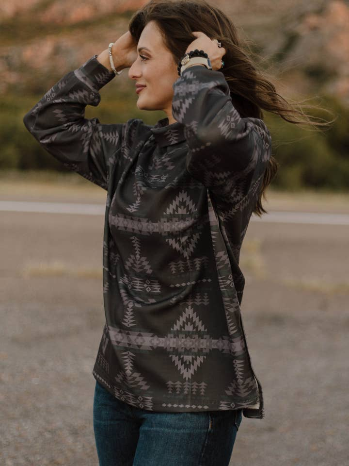 Berlin Aztec Mock Neck Pullover