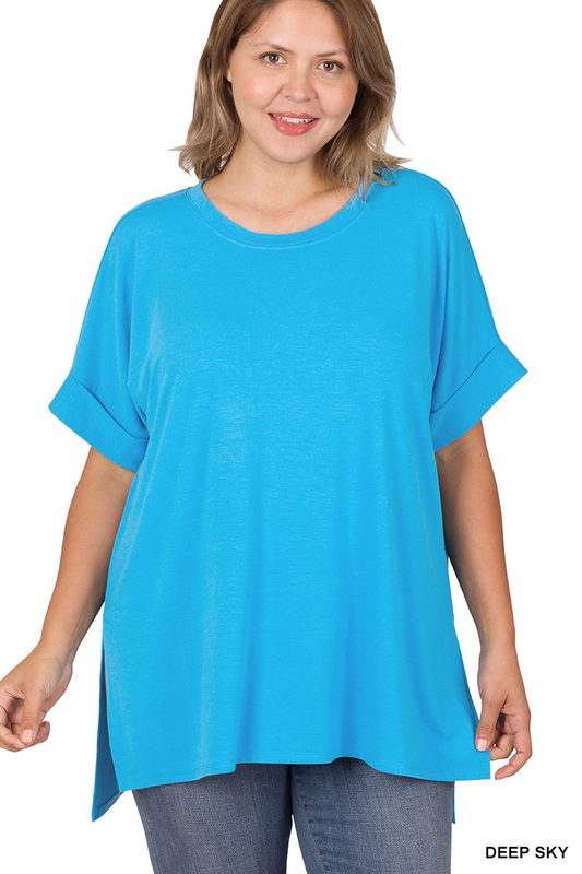 Hi Low Rolled Sleeve Tee