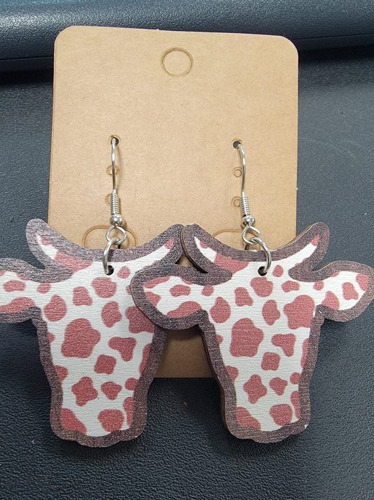 Cow Wood Earrings