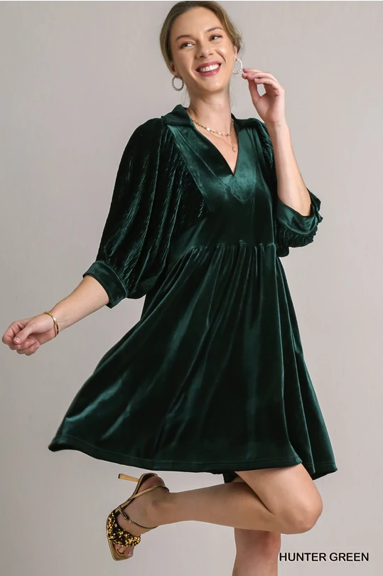 Christmas Pine Velvet Dress