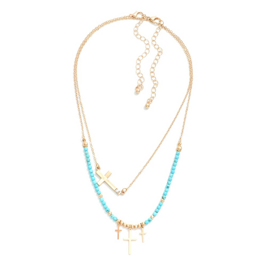 2 Piece Cross Necklace Set