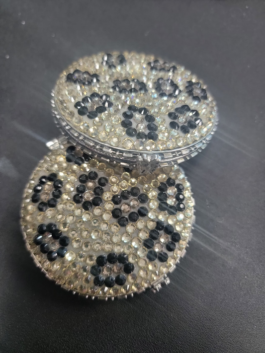Leopard Bejeweled Compact Mirror