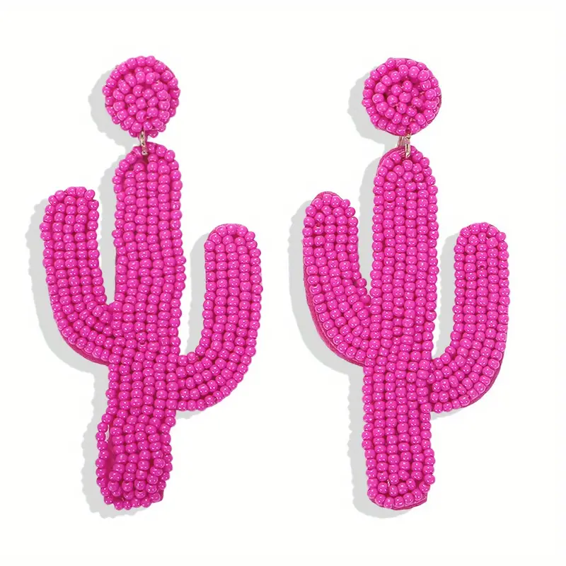 Sead Bead Cactus Earrings