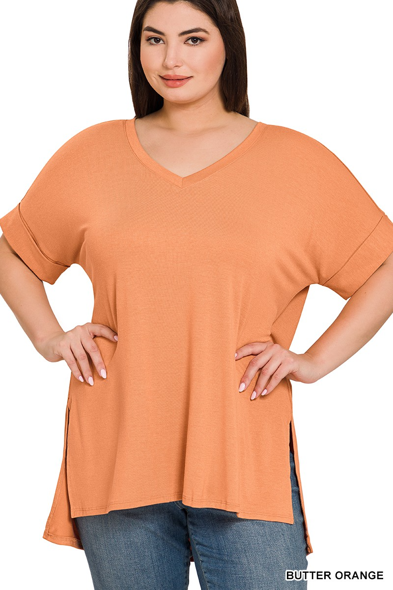 Hi Low Rolled Sleeve Tee