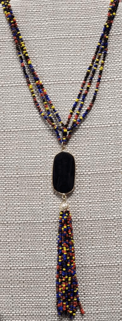 Black Pendant Seed Bead Necklace - Lady Dorothy Boutique