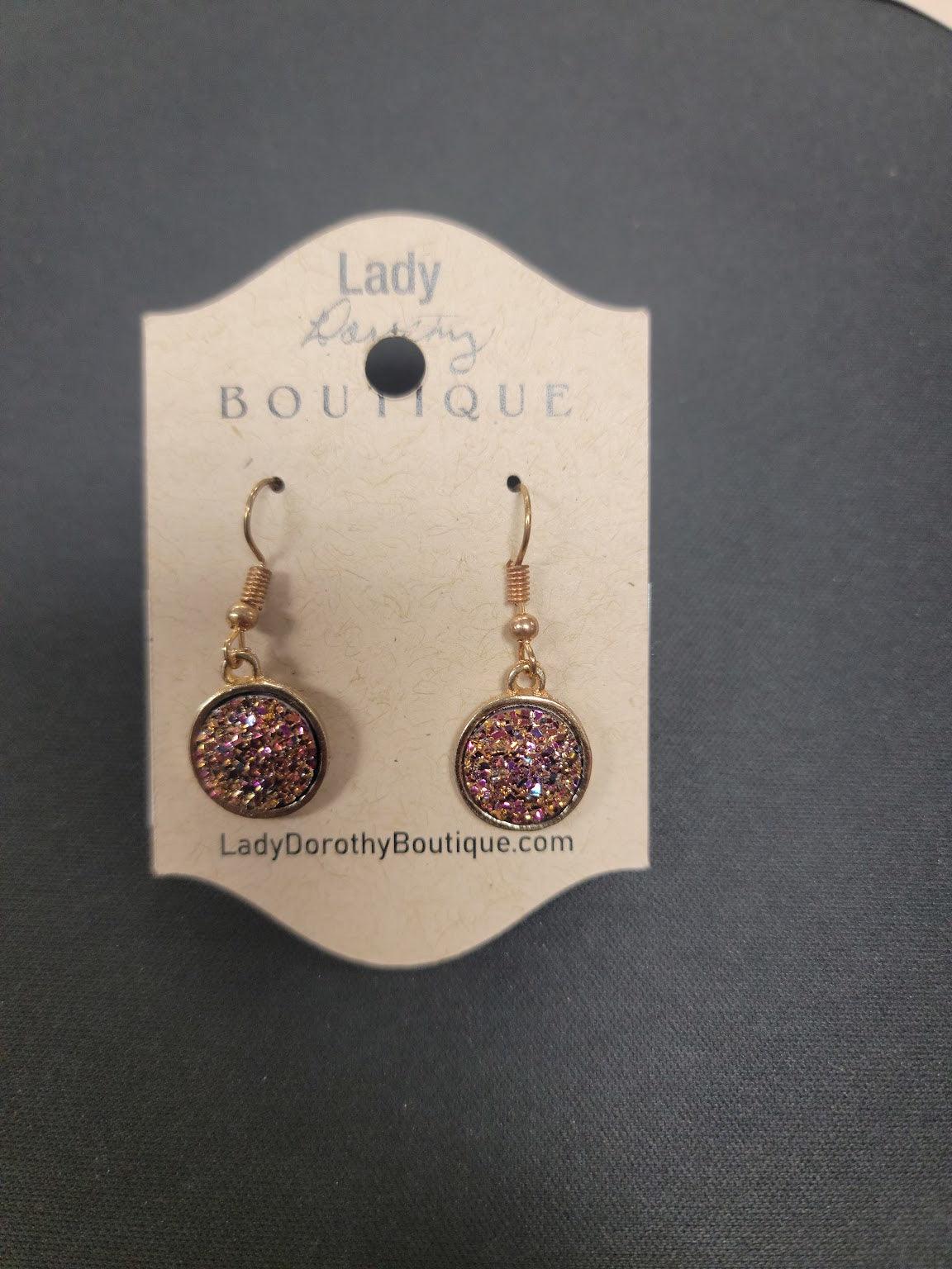 Circle Stone Dangle Earrings - Lady Dorothy Boutique