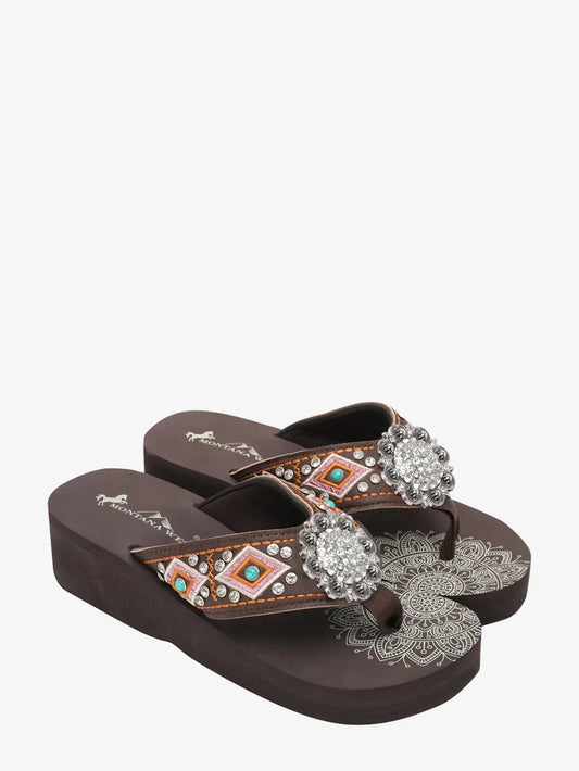 Montana West Mandala Wedge Flip-Flop