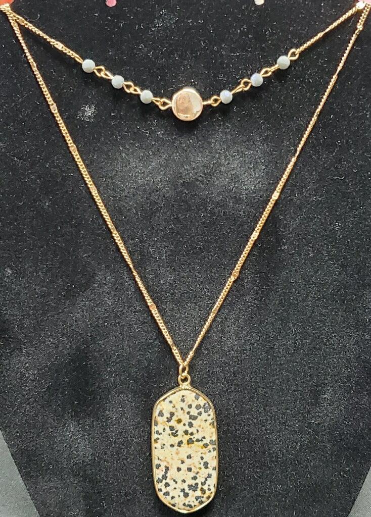 Dalmatian Jasper 2 Chain Necklace - Lady Dorothy Boutique