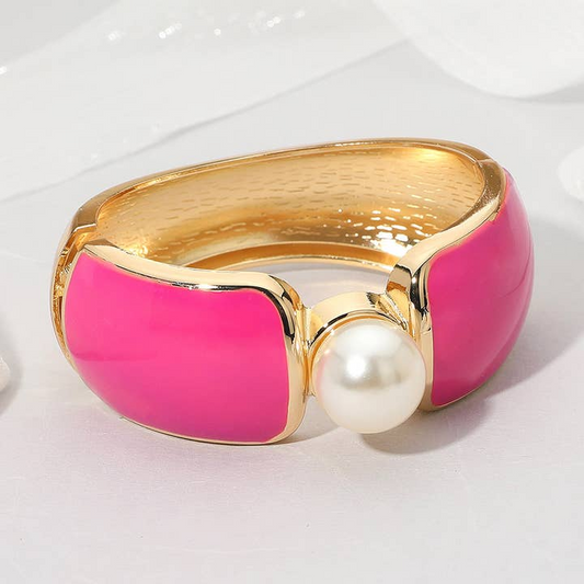 Pearl Accent Hinged Bracelet