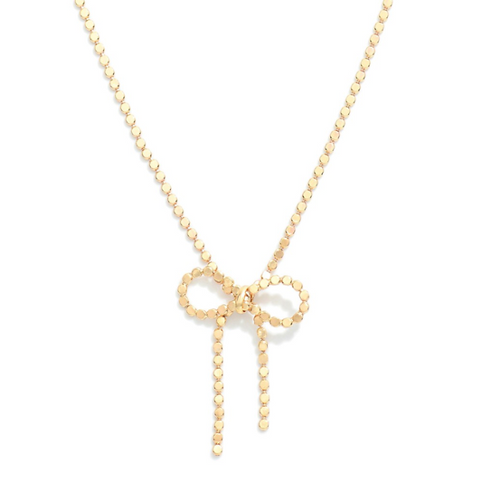 Pressed Chain Bow Necklace