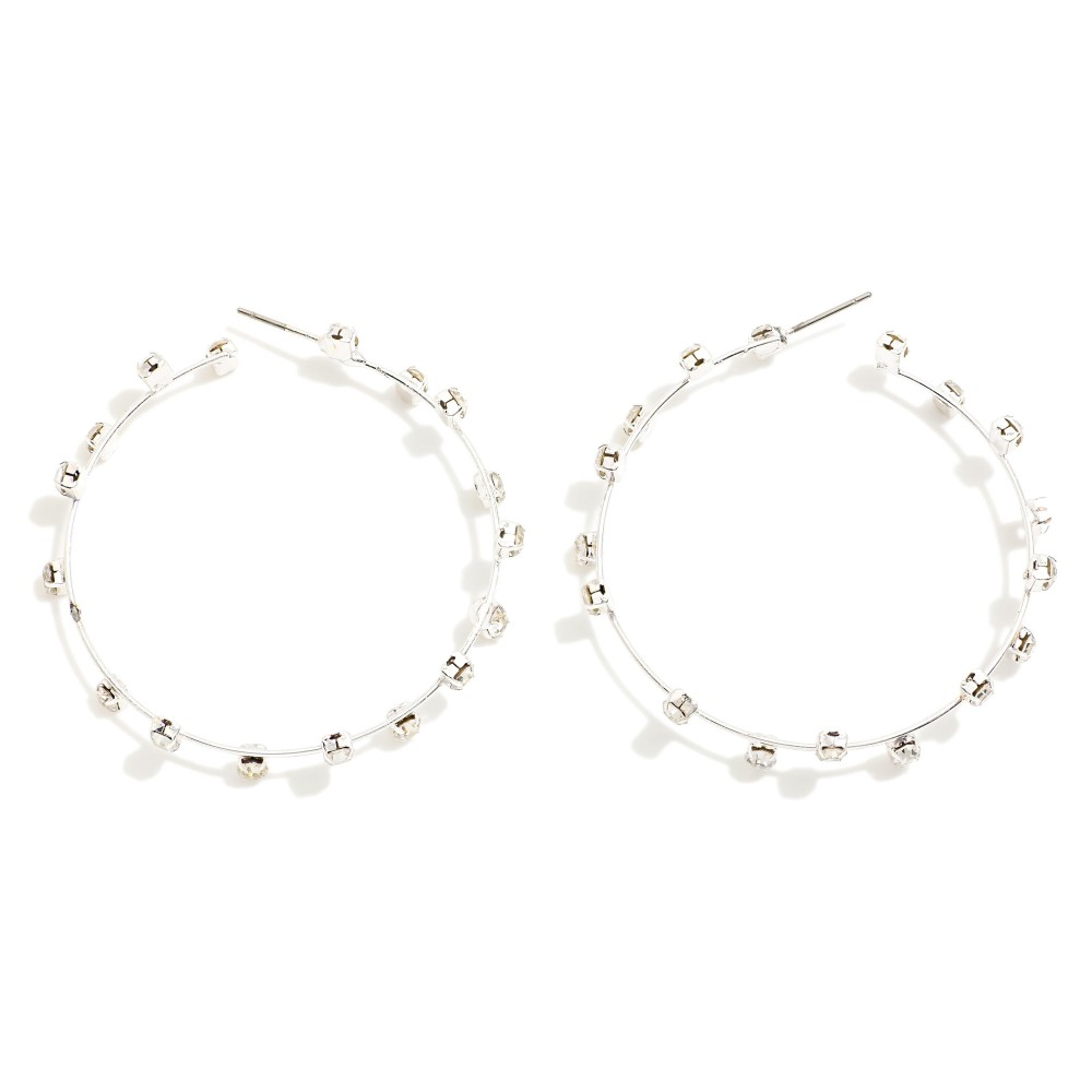 Wire Rhinestone Hoop Earrings