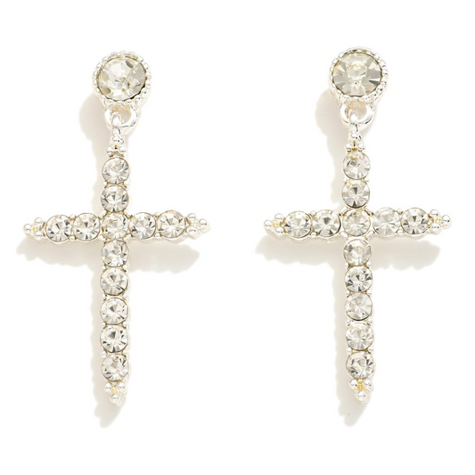 Rhinestone Cross Post Earrings