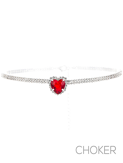 Rhinestone Heart Choker