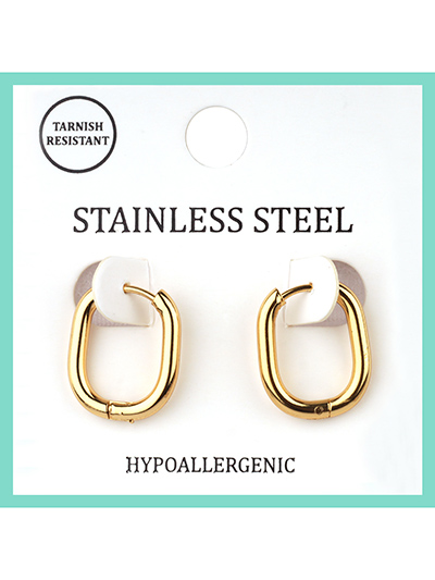 Stainless Steel Hoop Huggie Earrings