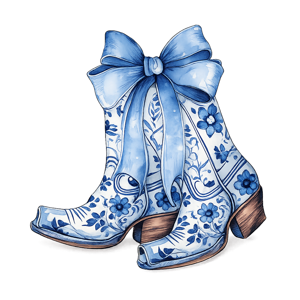 Blue Floral Boots Design