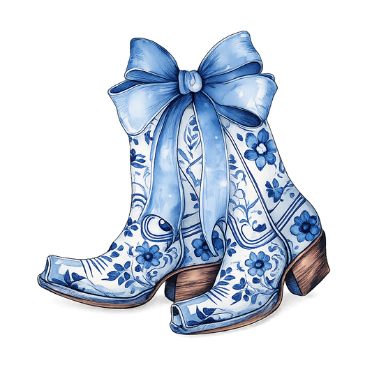 Blue Floral Boots Design